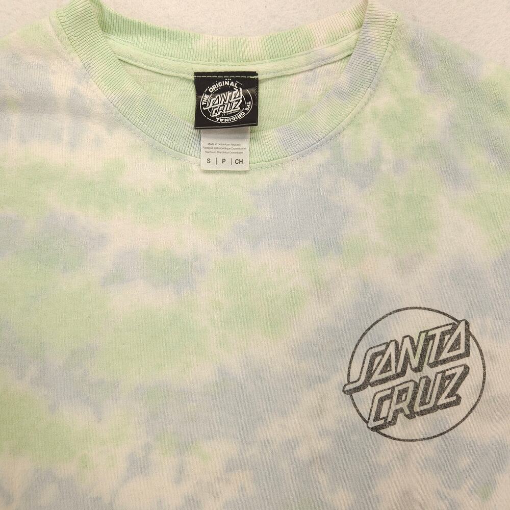Santa Cruz Casual Crew Neck Short Sleeve Graphic Shirt Mens Size S Tie Dye Blue